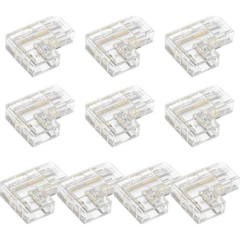 Lot de 10 connecteurs d'angle en forme de L à 2 broches COB 8 mm pour bande lumineuse LED 36 V 5 A (1/5)