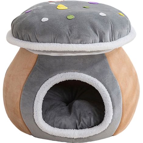 Nid Pour Animaux - Maison Chat Chien Forme Champignon - Coussin Détachable Lavable En Machine - Usage Intérieur - 1 Pièce (1/5)