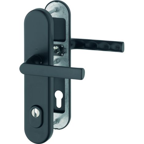 HOPPE® Schutz-Drückergarnitur mit Langschild Hamburg 1700/3332ZA/3310, 10/92 mm, Aluminium, 11759501 (1/2)