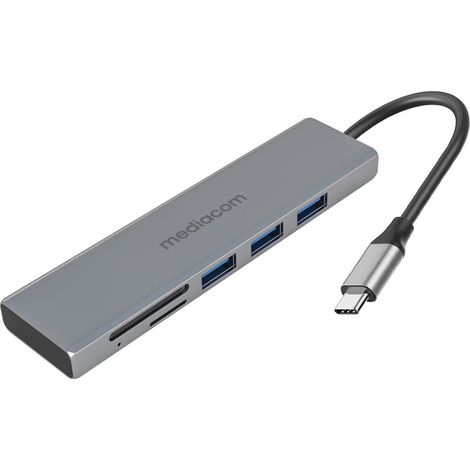 Mediacom MD-C302 hub di interfaccia USB 3.2 Gen 1 (3.1 Gen 1) Type-A Alluminio