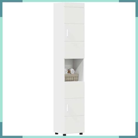 Cabinet haut de salle de bain - Tulum - Blanc - Bois d'ingénierie - Grand espace de stockage (1/5)
