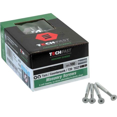 ForgeFix TFMSCT6382 TechFast Masonry Screw TORX Compatible CSK 6.3 x 82mm (Box 100) FORTFMC6382