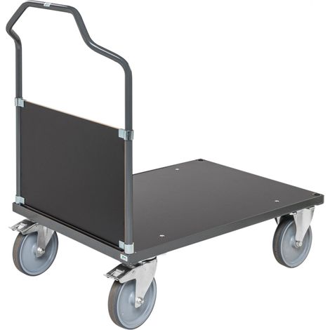 Kongamek ergonomischer Plattformwagen in dunkelgrau 1090x700x1065mm mit MDF-Platte und Schiebebügel mit Gummibereifung und Bremse (1/3)