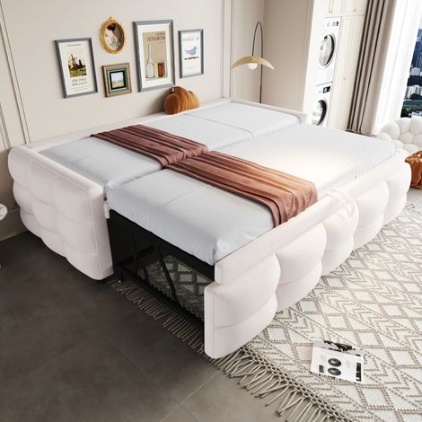Polsterbett Teddy Beige 90/180x190 cm, Kombibett mit Lattenrost (1/5)