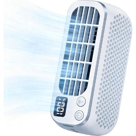 Ventilatore Portatile USB Doppio Motore – 5 Velocità, Luce Notte LED Integrata – Design Compatto Elegante in Plastica Bianca – Ideale per Ufficio, Viaggio e Campeggio (1/4)