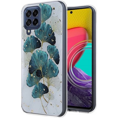 COQUE ARRIÈRE À MOTIFS DORÉS ET FEUILLES POUR SAMSUNG M53 5G + VERRE (1/5)