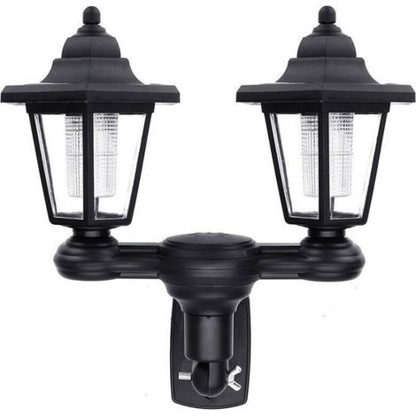 Applique Murale Solaire LED - Double Tête - Étanche IP44 - Design Rétro Vintage - Pour Jardin Terrasse Clôture - 1 Pièce (1/5)