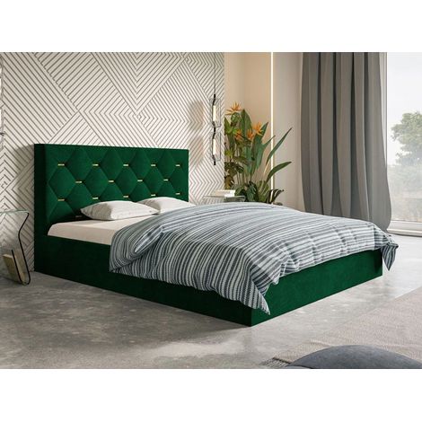 Lit rembourré avec rangement 180x200 velours vert Salento (1/4)