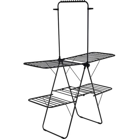 Étendoir Vertical Mod. Aeria TowerPro - Acier et polypropylène - Séchoir à Linge Pliable - Montage et Pliage faciles - 29m d’Espace d’étendage - Dimensions 160x68x205 cm - Couleur Noir (1/5)