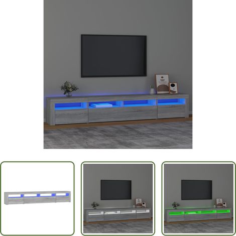 Lumière led - Meuble TV avec lumières LED Sonoma gris 240x35x40 cm (1/5)