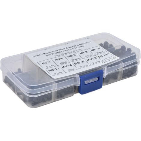 Vis M3 à tête hexagonale, lot de 300 pièces en acier allié haute résistance, classe 12.9, visserie métallique durable pour bricolage et réparation. (1/5)