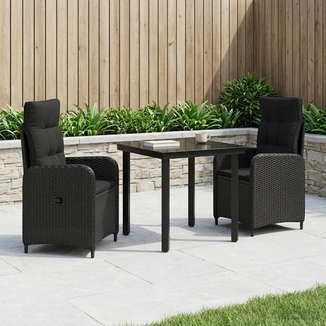 vidaXL Sofa-Tischset mit Kissen mit Kissen 3 pcs Schwarz (1/5)