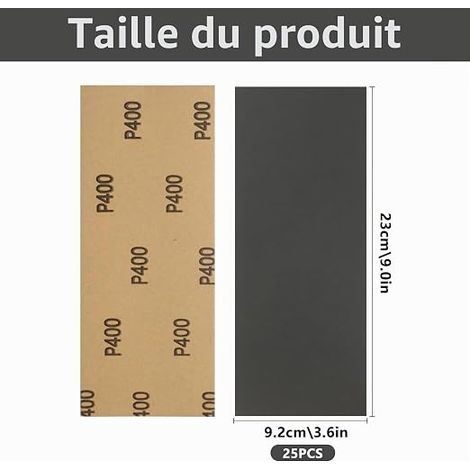 Sandpaper, Grit 400-9 x 9.5 cm (1/4)