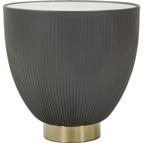 Tavolino da caffè Elge rotondo in poliestere grigio e ferro dorato Ø 46 cm