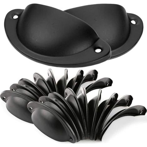 Promotion, 20 Poignée de Coquille Vintage pour Tiroir Armoire Meuble Cuisine,Fer Incurvé Bouton de Porte de Placard Retro, Poignée de Meubles Bouton en Fer (noir) (1/5)