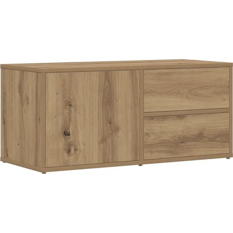 Mobile porta TV in rovere massello realizzato a mano con pratico vano contenitore per il soggiorno 80 x 34 x 35 cm legno di rovere composito 020050707
