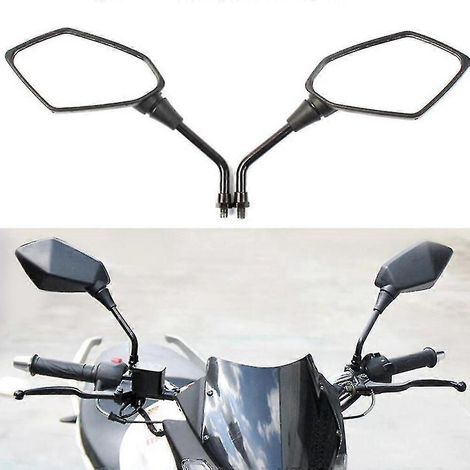 Rétroviseurs universels 2 pièces pour moto, grande taille, noirs, chromés, pour scooter, 8 mm