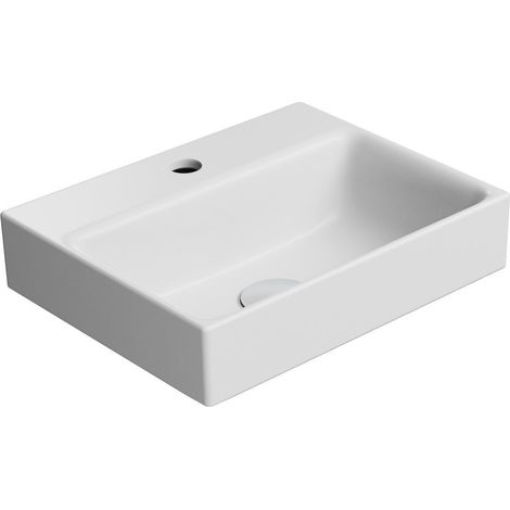 Lavabo en céramique NUBES 40x32cm, blanc mat (1/3)