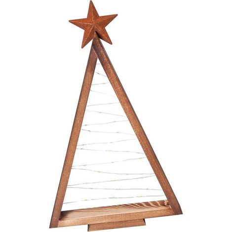 Beleuchteter Weihnachtsbaum Tischdeko aus Holz 40 cm – perfekt für Kaminsims, Regal und Eingang (1/5)
