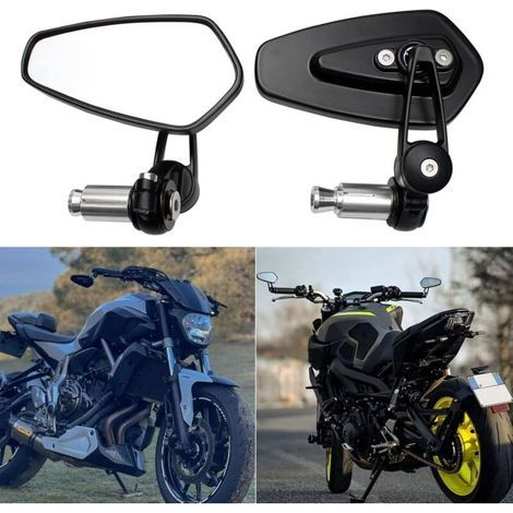 Specchietti retrovisori da manubrio per moto, 2 pezzi, per XJ6 MT01 MT03 MT07 MT09 (neri) (1/5)