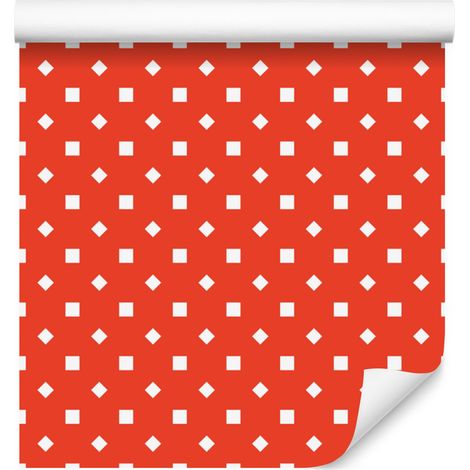 Papier peint à pois rouges et corail, formes douces 50x1000 cm (1/5)