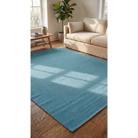 Kilim moderne Tapis Fancy - Tapis en laine - 180x120cm, Rectangular - 100% Laine vierge - Tissé main - Turquoise