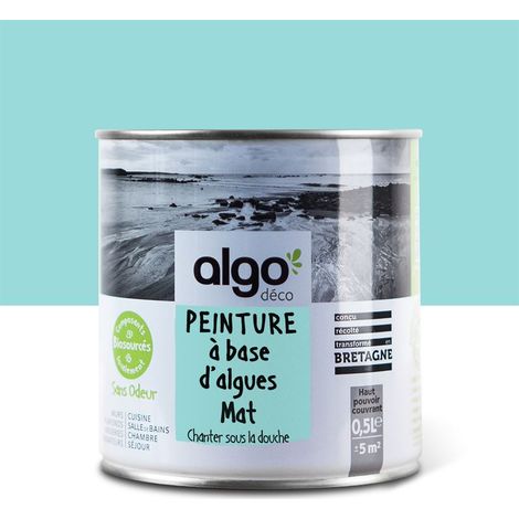 Peinture écologique Algo - Mat - Bleu Chanter sous la douche - 0.5L (1/5)