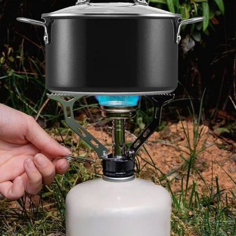 Réchaud à gaz miniature 3500 W Ultraléger et pliable en acier inoxydable,avec boîte de rangement,idéal pour (1/5)