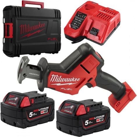 Milwaukee 0 M18FHZ-502X - Seghetto alternativo a batteria 18 V/5.0 Ah 22 mm Hub, colore: Rosso (1/5)