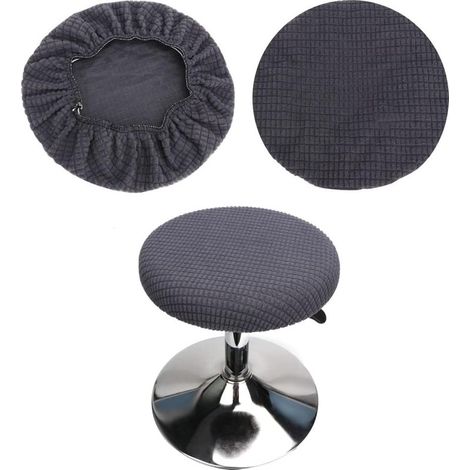 (Gris) Lot de 2 housses de tabouret rond, housses de tabouret de bar rond, lavables et faciles d'entretien, douces et durables, adaptées aux tabourets de 35-42cm (1/4)