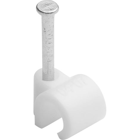 Attache câble - Attache fil électrique - Fixation câble électrique - Fixation et raccordement du câble - Serre câble - Clou de Fixation - Attache Fils Ø 4 A 7 Mm Blanc Sachet De 50 - 700407 (1/5)