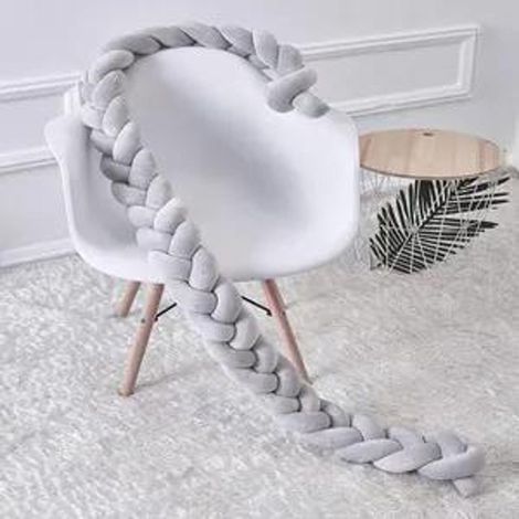 Bordure Lit Torsadée Gris 200 cm, Lot de 2, Cale Bébé Protectrice, Flanelle, Anti-Coinçage Berceau, Lavable... (1/4)