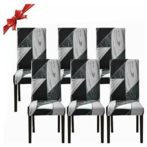 Housse de Chaise Salle à Manger Extensible 6 Pièces,Housse de Chaise Universelle Lavables,Couverture de Chaise Facile à Nettoyer pour Décor Salle à Manger Hôtel Restaurant(Noire,par 6) (1/5)
