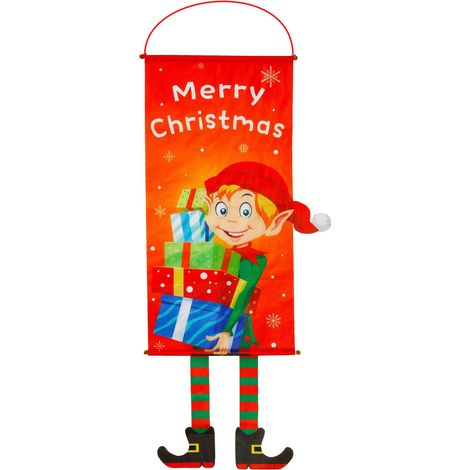 Nouvelles décorations de Noël transfrontalières, tentures en tissu, décorations de porte créatives à motifs de dessins animés, nappes de fond, tentures murales, bannières, lutins