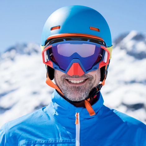 Sportliche Motorradfahrbrille mit Antibeschlagschutz (blau & rot) (1/5)