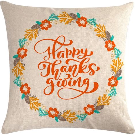 Housse De Coussin - Coton - 50 x 50 cm - Motif Fête D'Automne - Fermeture Éclair - Pour Canapé Lit Chaise Voiture - 1 Pièce (1/5)