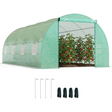 Serre tunnel Serre à tomates Serre Folientunnel Mini serre avec fenêtres vert 595 x 300 x 200 cm (1/5)