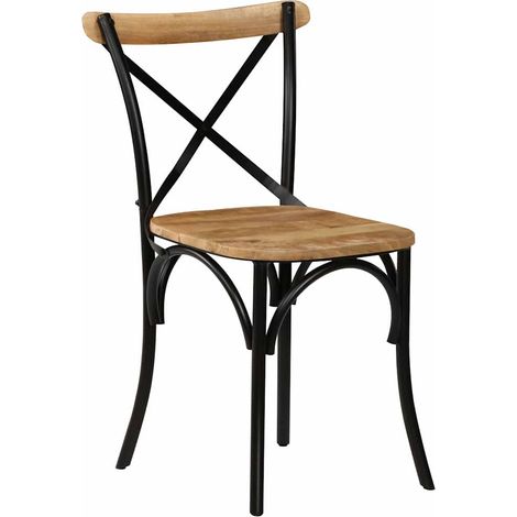 Maison Exclusive - Sedie a Croce 4 pz Nere in Legno Massello di Mango (1/5)
