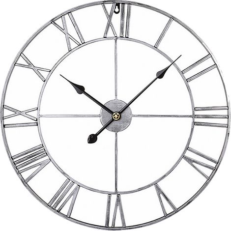Vintage wall clock, 40 cm, Roman numerals, modern design, silent