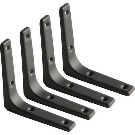 Équerre Étagère Murale, Équerre Métal Mat Noir, Support Étagère Métal pour Déco Cusine, Équerre Charge Lourde, 100mm100mm, 4pcs (1/4)