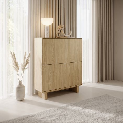 Credenza Hasareti, Madia 4 Ripiani, Apertura Battente, 4 Ante, 104x38x124h cm Marrone Rovere (1/5)