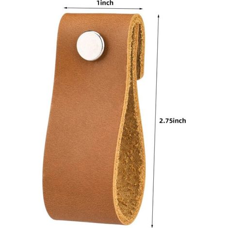 poignées en cuir pour meubles 6 2 cm poignées en cuir vintage faites à la main pour meubles de cuisine - salle de bain - armoires,Irisfr (café,8Pcs) (1/4)