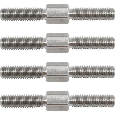 Lot de 4 goujons hexagonaux filetés à double extrémité M12 x 100 mm avec filetage à droite et à gauche en acier inoxydable 304 de longueur égale (1/4)