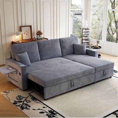 AS EASY Canapé d'angle convertible, un canapé spacieux, un canapé convertible, et un espace de rangement adaptés pour un canapé modulaire et un méridienne dans votre salon et votre appartement (1/5)