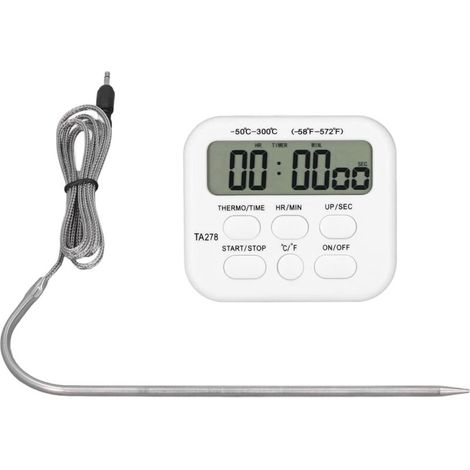 Termómetro digital de cocina, función de alarma, termómetro para parrilla, inalámbrico, pantalla multifuncional para alimentos. (1/5)