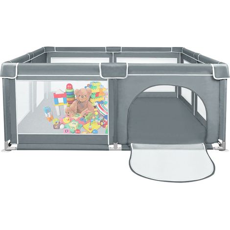 Skecten Parc Bébé, 180x150 cm, Parc Bebe Pliable, Parc Enfant pour L'intérieur et L'extérieur Idéal Jusqu'à 15kg Gris foncé (1/5)