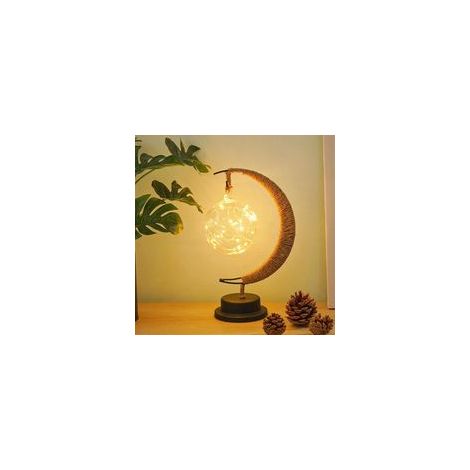 Lampada da notte in ferro battuto, luce LED decorativa, ideale per Natale, feste, matrimoni, camere da letto, ecc., porta USB, 28 x 15 x 15 cm (rotonda, colore caldo) (1/4)