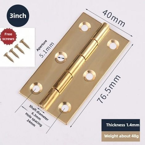 (4 pièces - 7,6 cm) Charnières en cuivre pur, connecteurs de porte, fixations universelles pour meubles, tiroirs et armoires, accessoires de quincaillerie pour portes et meubles. (1/5)
