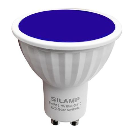 Silamp – Ampoule LED GU10 7W 220V bleu – 550 lumens – Angle d'éclairage 80° – Durée de vie 25 000 heures – Pour éclairage décoratif