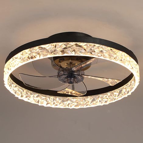 50cm Ceiling Fan with Light, Dimmable LED, 6-Speed Timer, with Remote Control, Black